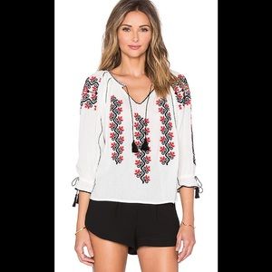Ulla Johnson Blouse Peasant Embroidery Tassels 2